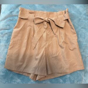 Women's Tan Shorts with Bow Detail